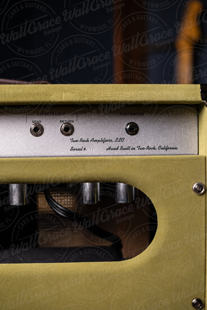 Pre-Order - Two-Rock Silver Sterling Signature 150w Tube Head and Cabinet (SSS Width) - Lowden Green Suede, Cane Grill, Buckskin Piping, Silver Skirt Knobs