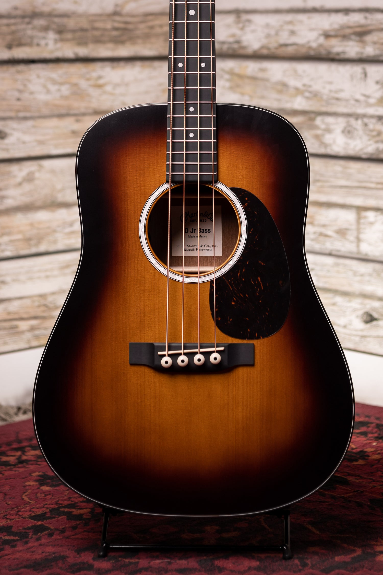 New  Martin D Jr-10E Acoustic-Electric Bass Guitar - Burst