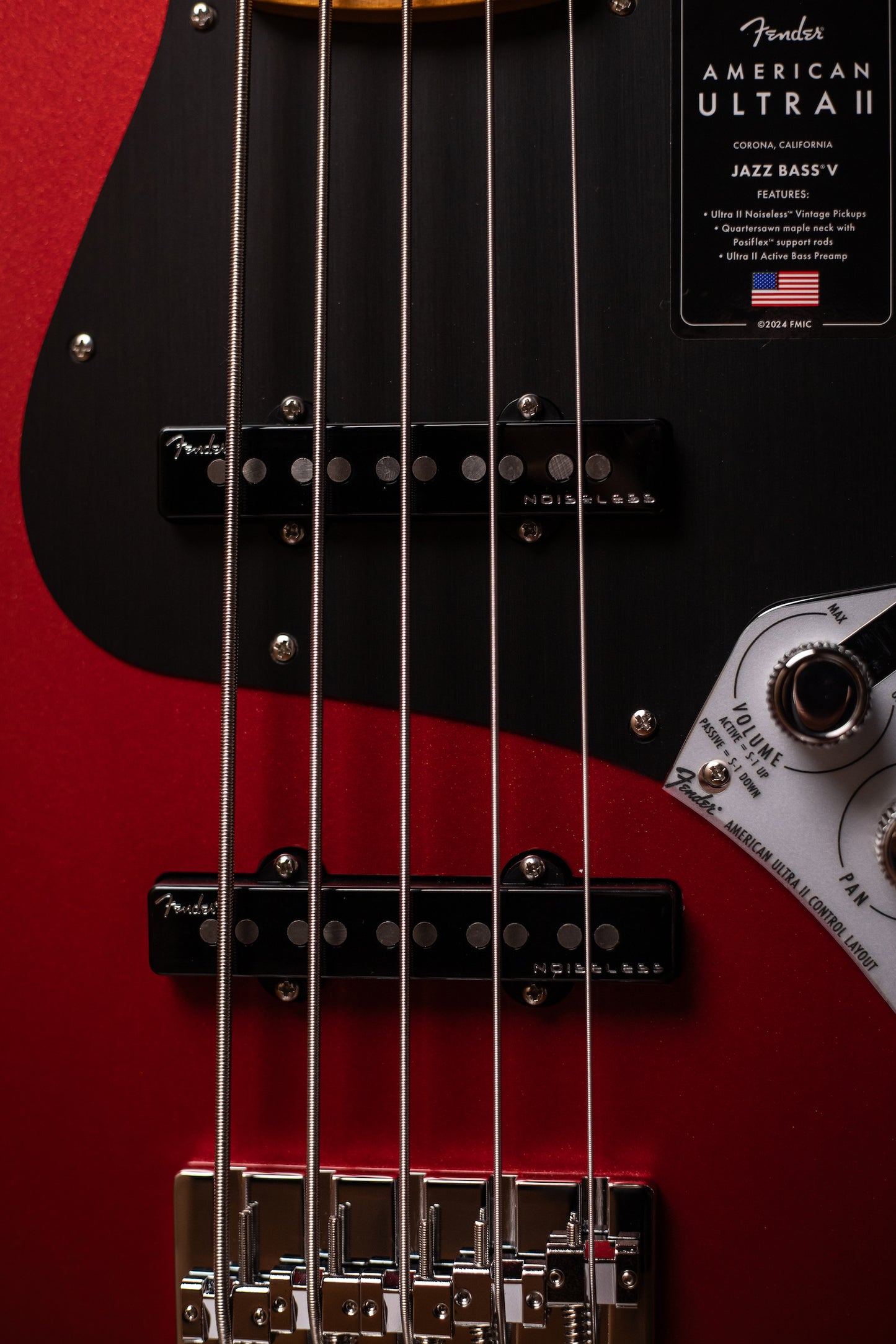 Fender American Ultra II Jazz Bass V Guitar - Sinister Red
