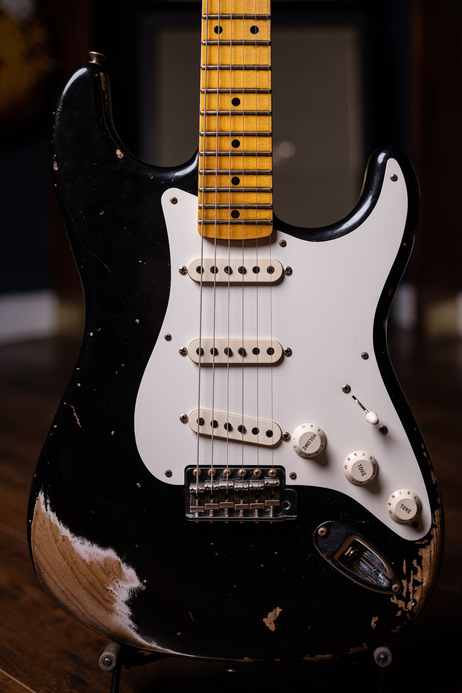 2022 Fender Custom Shop Wildwood Custom 1955 Stratocaster Relic Electric Guitar - Aged Black