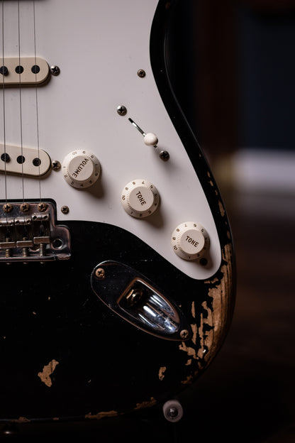 2022 Fender Custom Shop Wildwood Custom 1955 Stratocaster Relic Electric Guitar - Aged Black