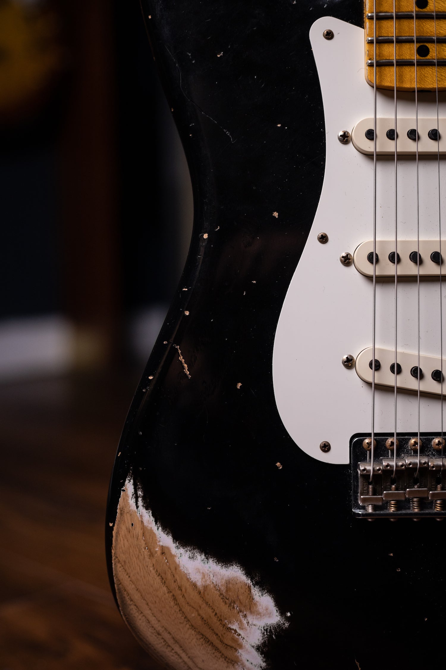 2022 Fender Custom Shop Wildwood Custom 1955 Stratocaster Relic Electric Guitar - Aged Black