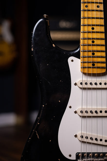 2022 Fender Custom Shop Wildwood Custom 1955 Stratocaster Relic Electric Guitar - Aged Black