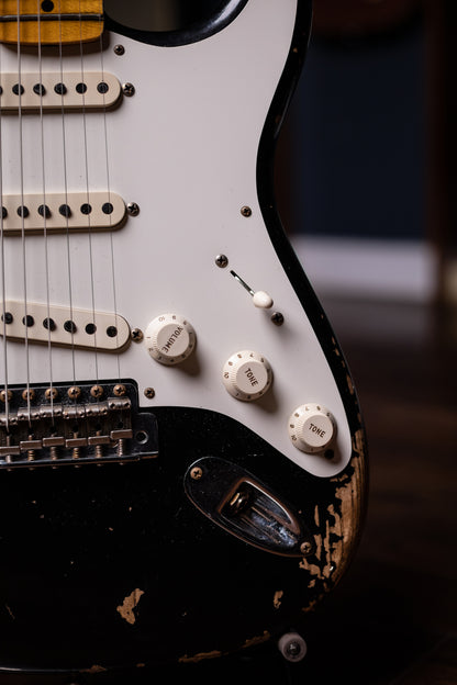 2022 Fender Custom Shop Wildwood Custom 1955 Stratocaster Relic Electric Guitar - Aged Black