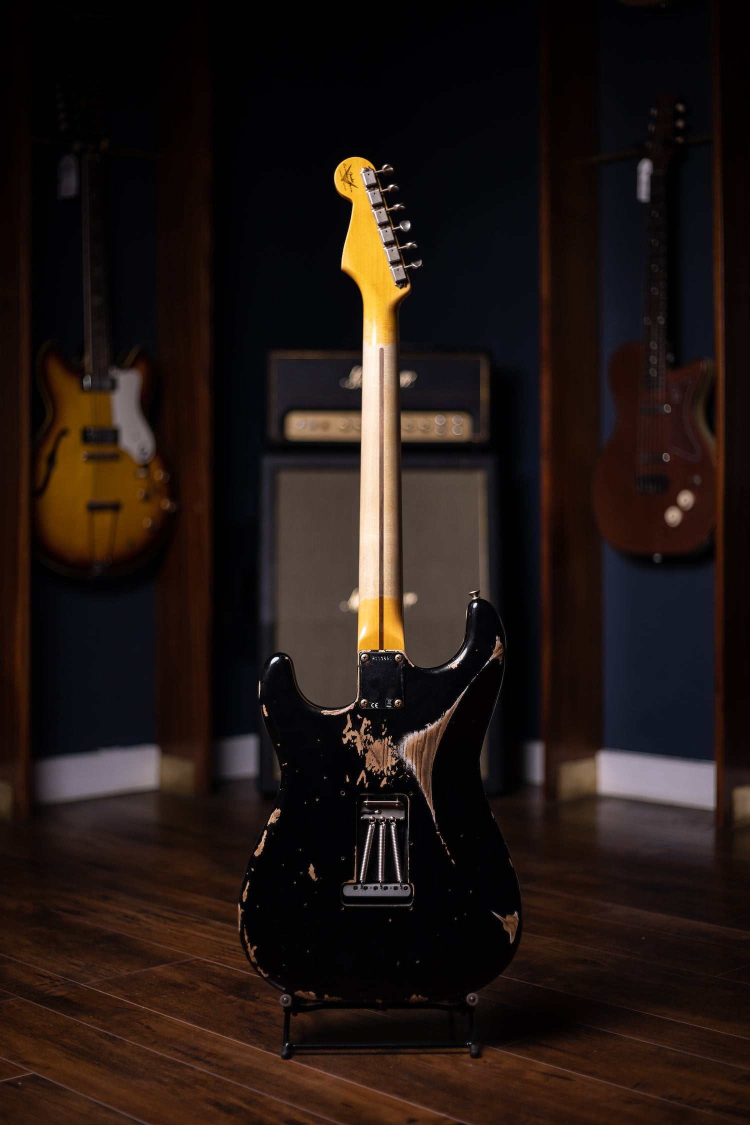 2022 Fender Custom Shop Wildwood Custom 1955 Stratocaster Relic Electric Guitar - Aged Black