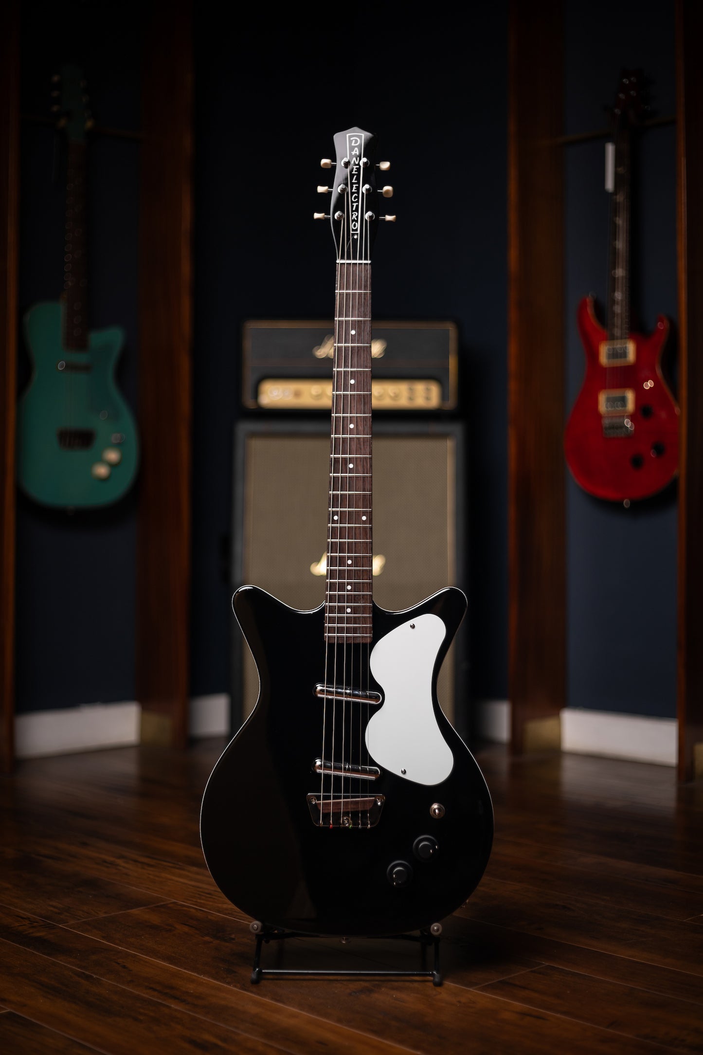 Danelectro PB Special Semi-Hollow Electric Guitar - Black With Black Knobs