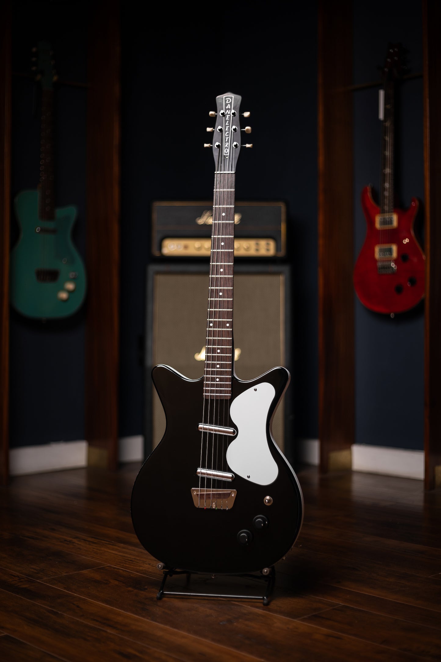 Danelectro PB Special Semi-Hollow Electric Guitar - Black With Black Knobs