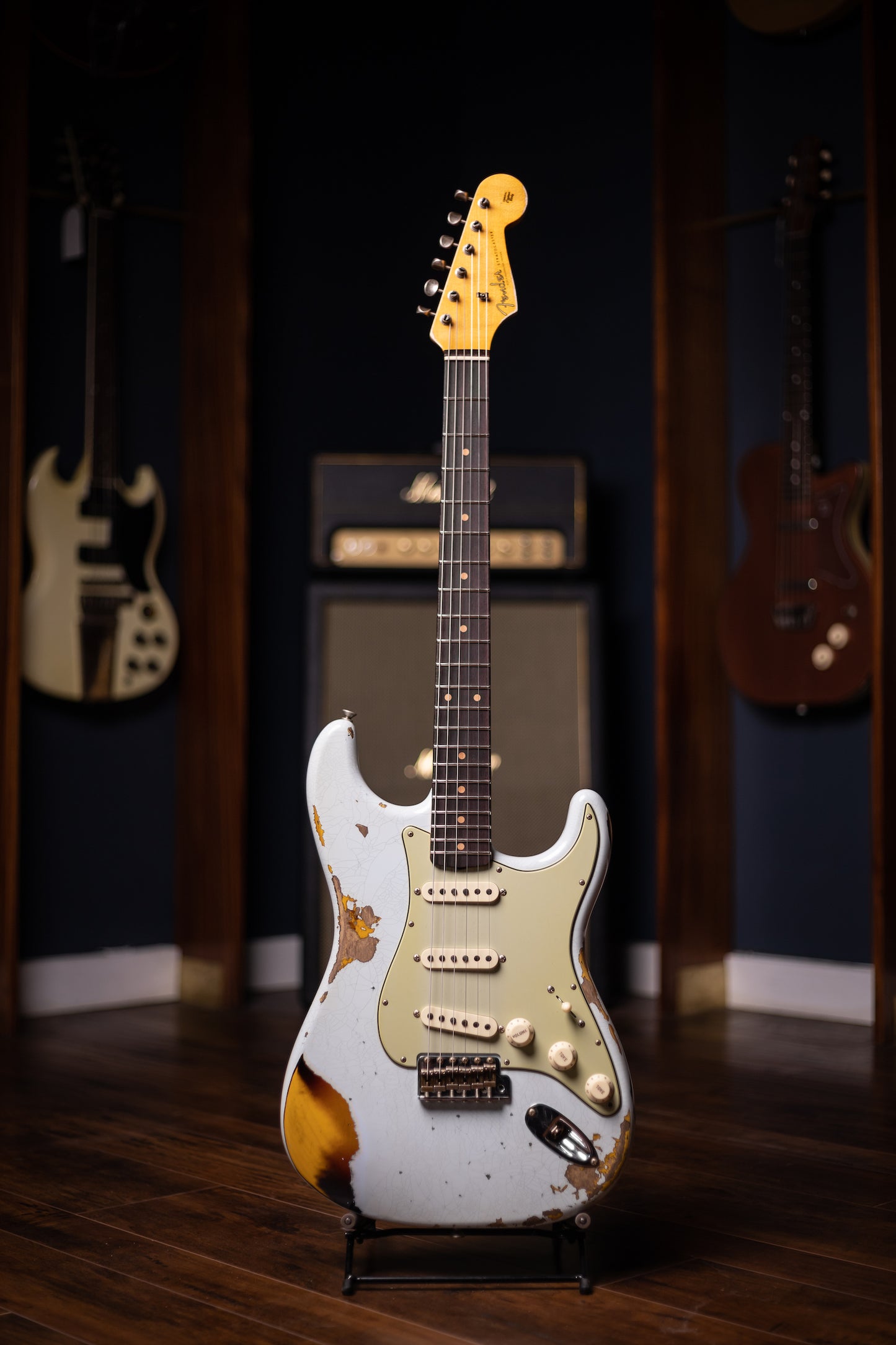 Fender Custom Shop '61 Stratocaster Heavy Relic Electric Guitar - Super Faded Aged Sonic Blue over 3-Color Sunburst