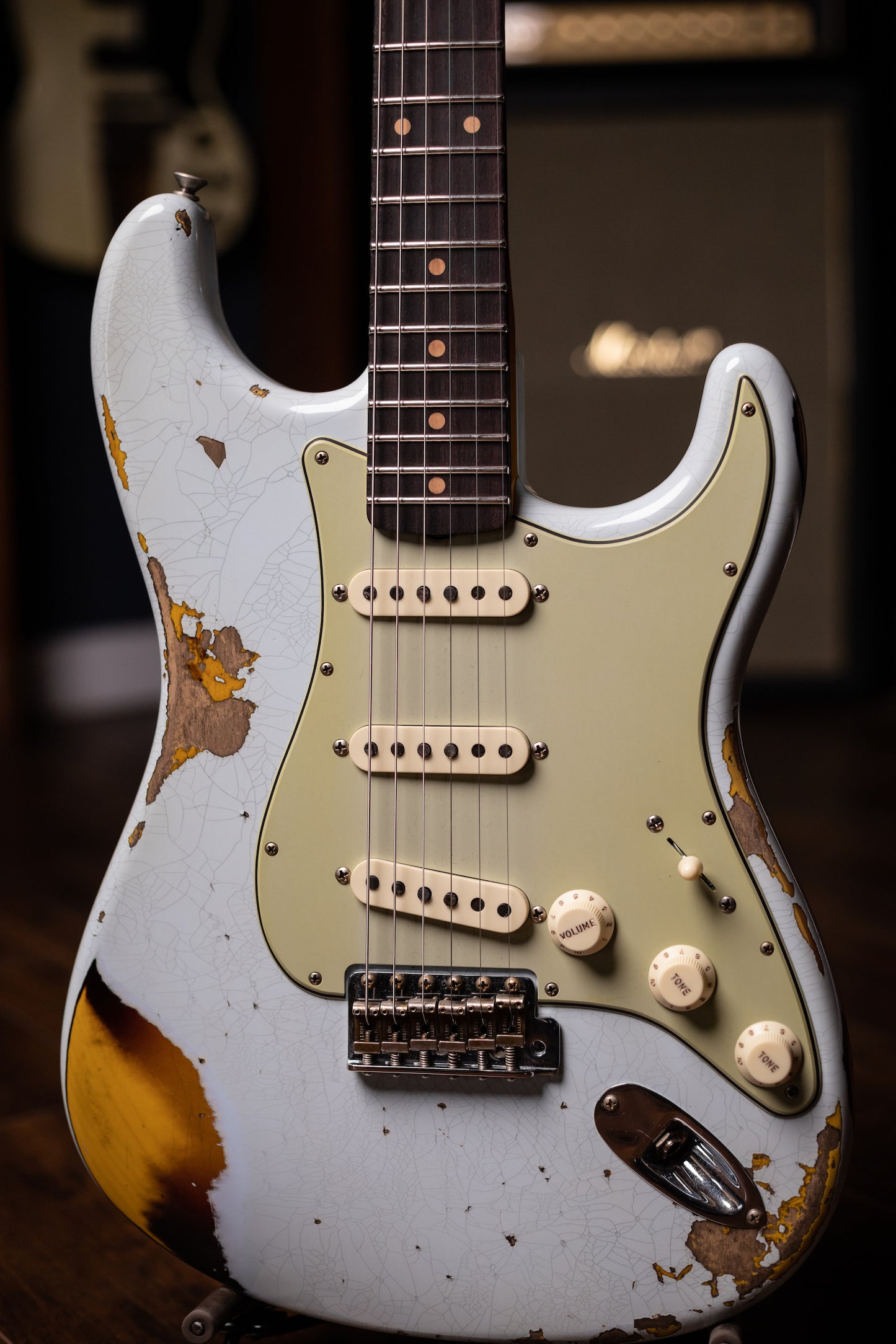 Fender Custom Shop '61 Stratocaster Heavy Relic Electric Guitar - Super Faded Aged Sonic Blue over 3-Color Sunburst