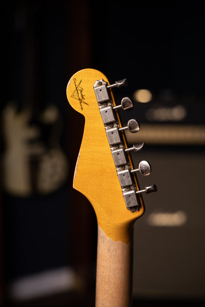 Fender Custom Shop '61 Stratocaster Heavy Relic Electric Guitar - Super Faded Aged Sonic Blue over 3-Color Sunburst
