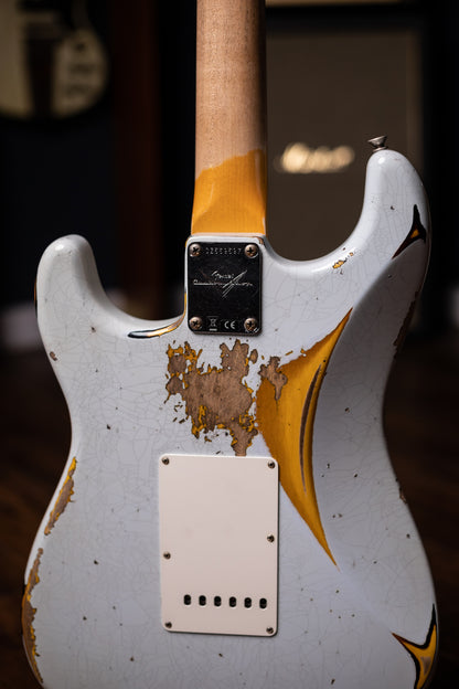 Fender Custom Shop '61 Stratocaster Heavy Relic Electric Guitar - Super Faded Aged Sonic Blue over 3-Color Sunburst