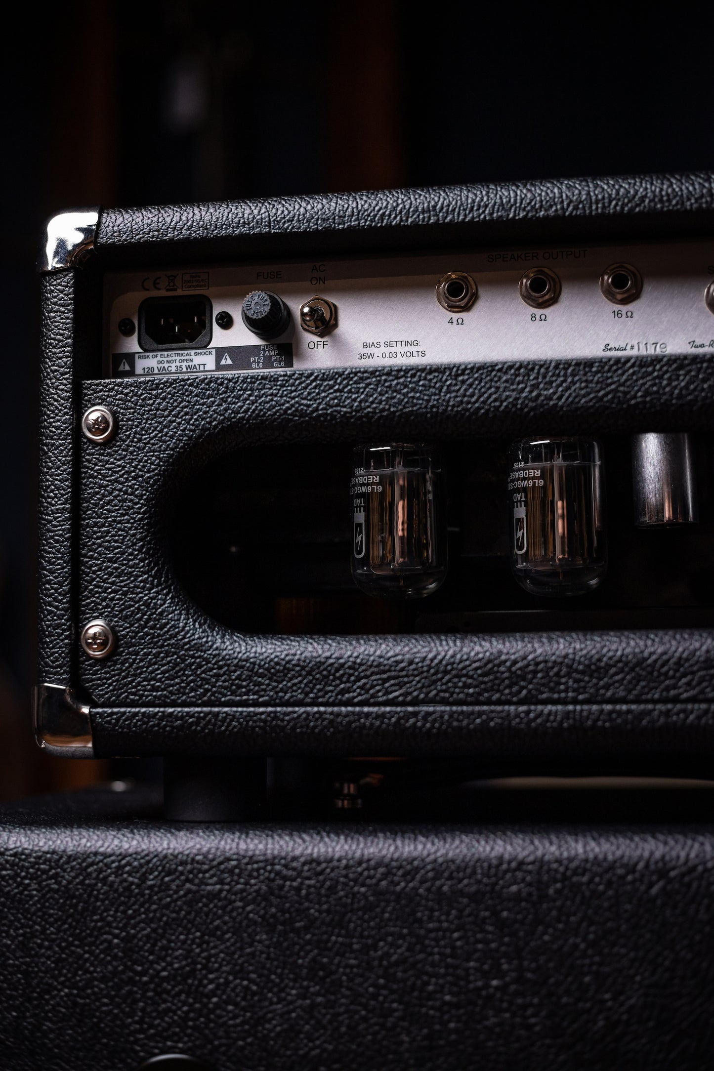 Two-Rock Studio Signature 35 Watt Tube Head and 12-65B 1x12 Extension Cabinet - Black Bronco, Black Silver, Silver Black Matrix Cloth, Silver Knobs, Black Pipping