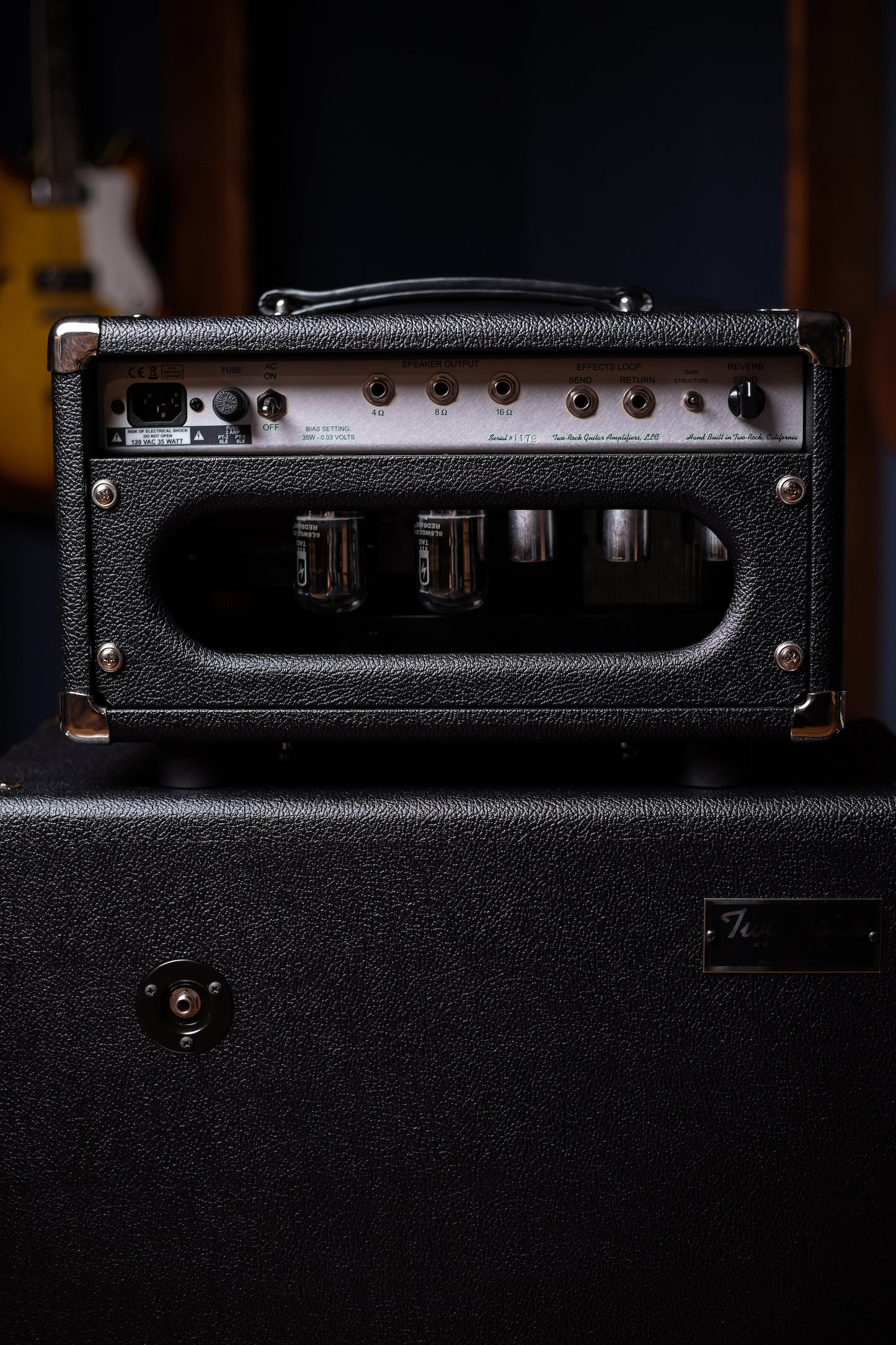 Two-Rock Studio Signature 35 Watt Tube Head and 12-65B 1x12 Extension Cabinet - Black Bronco, Black Silver, Silver Black Matrix Cloth, Silver Knobs, Black Pipping