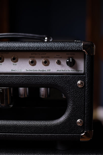 Two-Rock Studio Signature 35 Watt Tube Head and 12-65B 1x12 Extension Cabinet - Black Bronco, Black Silver, Silver Black Matrix Cloth, Silver Knobs, Black Pipping