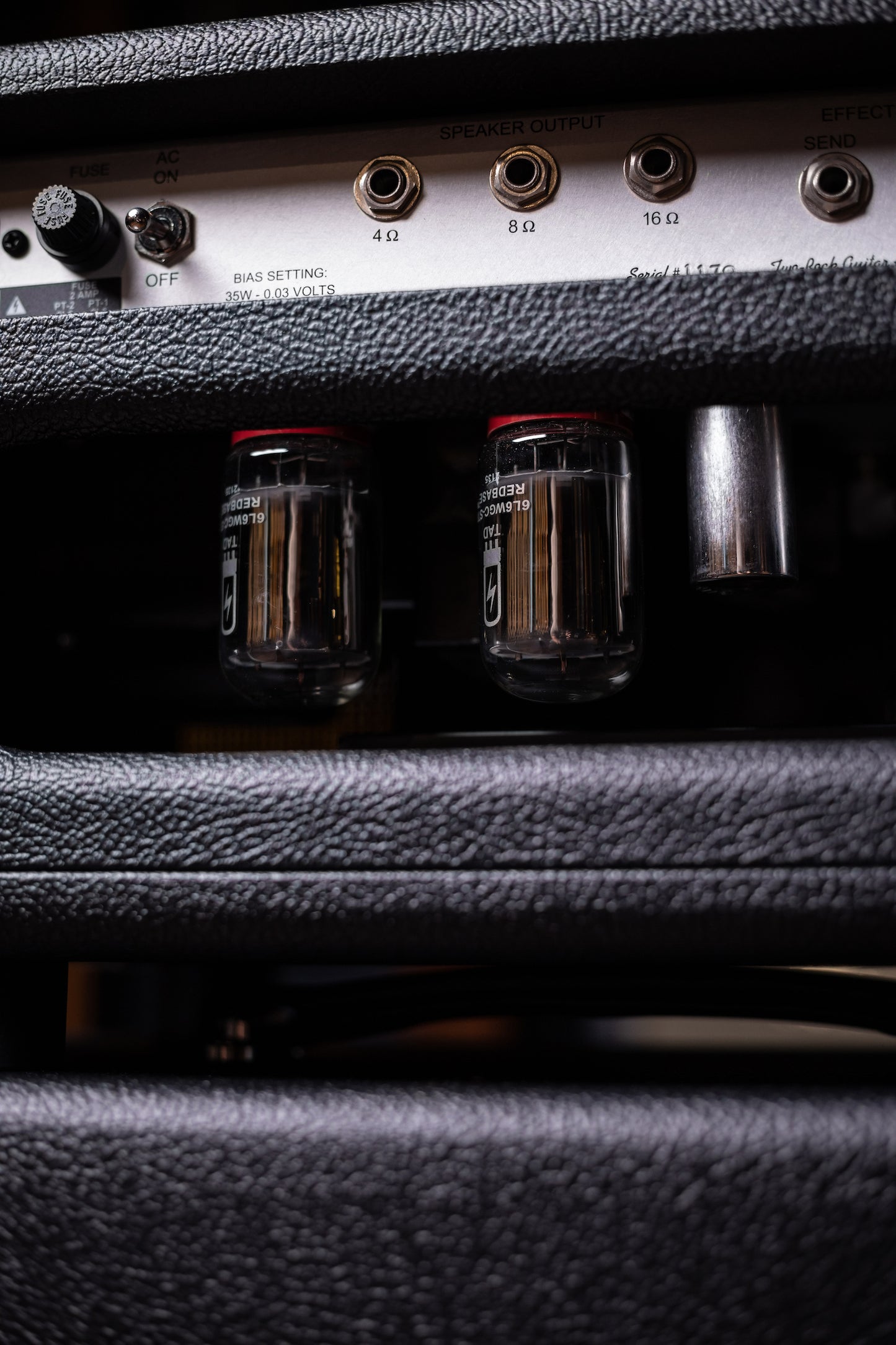Two-Rock Studio Signature 35 Watt Tube Head and 12-65B 1x12 Extension Cabinet - Black Bronco, Black Silver, Silver Black Matrix Cloth, Silver Knobs, Black Pipping