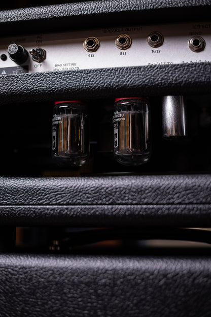 Two-Rock Studio Signature 35 Watt Tube Head and 12-65B 1x12 Extension Cabinet - Black Bronco, Black Silver, Silver Black Matrix Cloth, Silver Knobs, Black Pipping