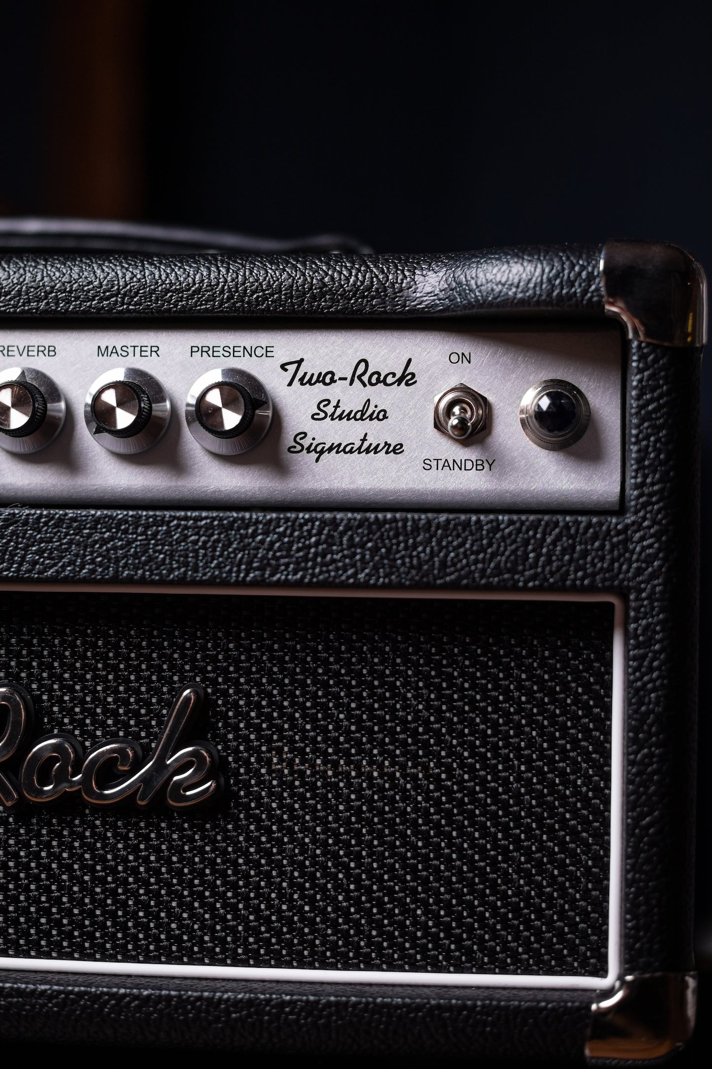 Two-Rock Studio Signature 35 Watt Tube Head and 12-65B 1x12 Extension Cabinet - Black Bronco, Black Silver, Silver Black Matrix Cloth, Silver Knobs, Black Pipping