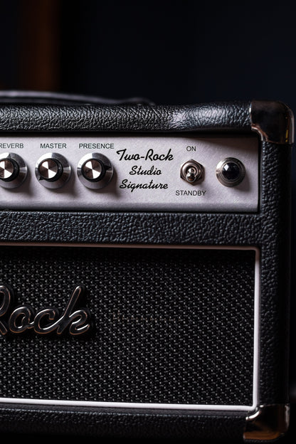 Two-Rock Studio Signature 35 Watt Tube Head and 12-65B 1x12 Extension Cabinet - Black Bronco, Black Silver, Silver Black Matrix Cloth, Silver Knobs, Black Pipping