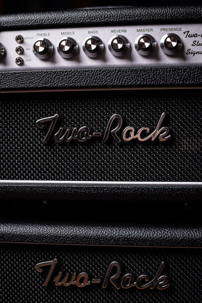 Two-Rock Studio Signature 35 Watt Tube Head and 12-65B 1x12 Extension Cabinet - Black Bronco, Black Silver, Silver Black Matrix Cloth, Silver Knobs, Black Pipping
