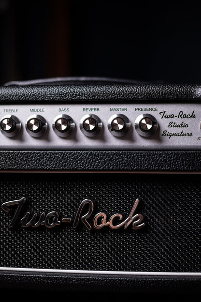 Two-Rock Studio Signature 35 Watt Tube Head and 12-65B 1x12 Extension Cabinet - Black Bronco, Black Silver, Silver Black Matrix Cloth, Silver Knobs, Black Pipping