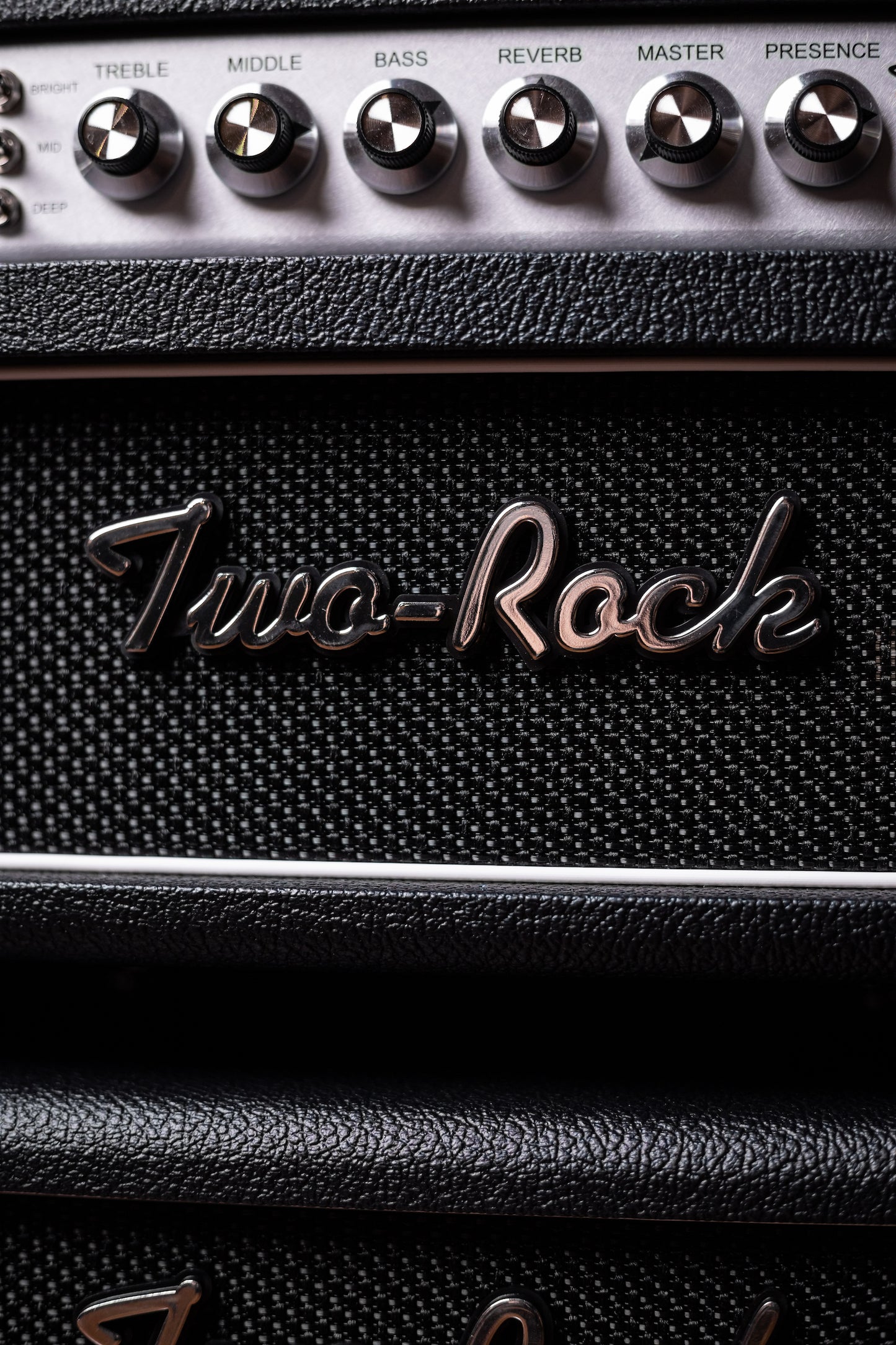 Two-Rock Studio Signature 35 Watt Tube Head and 12-65B 1x12 Extension Cabinet - Black Bronco, Black Silver, Silver Black Matrix Cloth, Silver Knobs, Black Pipping