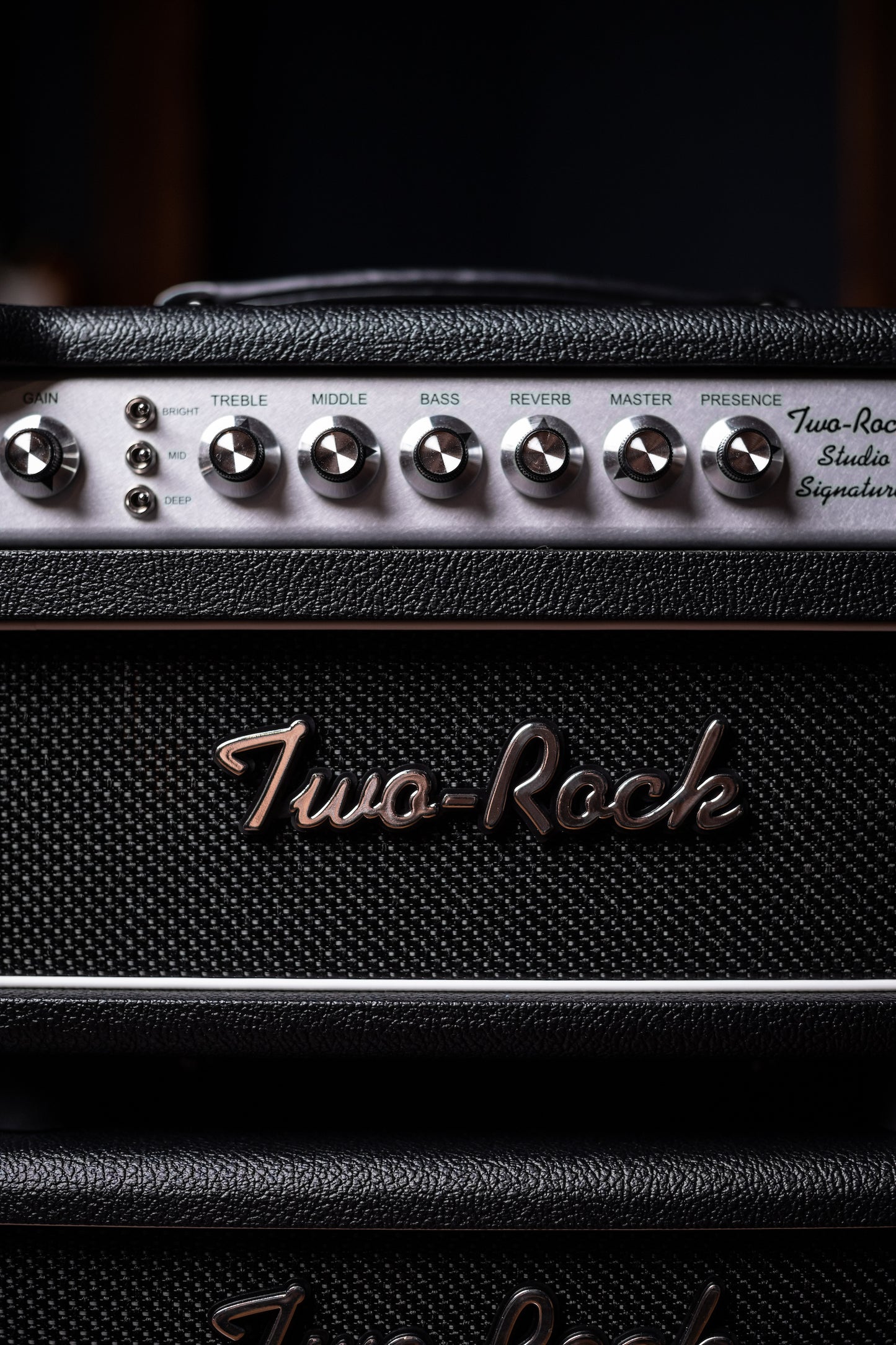 Two-Rock Studio Signature 35 Watt Tube Head and 12-65B 1x12 Extension Cabinet - Black Bronco, Black Silver, Silver Black Matrix Cloth, Silver Knobs, Black Pipping