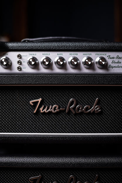 Two-Rock Studio Signature 35 Watt Tube Head and 12-65B 1x12 Extension Cabinet - Black Bronco, Black Silver, Silver Black Matrix Cloth, Silver Knobs, Black Pipping