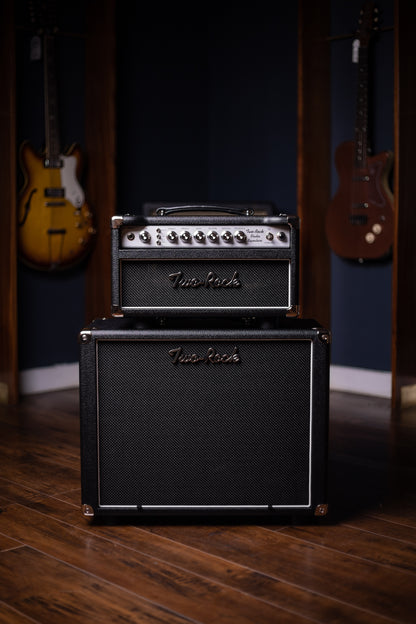 Two-Rock Studio Signature 35 Watt Tube Head and 12-65B 1x12 Extension Cabinet - Black Bronco, Black Silver, Silver Black Matrix Cloth, Silver Knobs, Black Pipping
