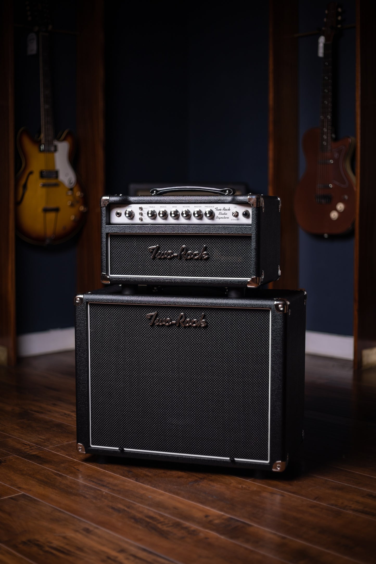 Two-Rock Studio Signature 35 Watt Tube Head and 12-65B 1x12 Extension Cabinet - Black Bronco, Black Silver, Silver Black Matrix Cloth, Silver Knobs, Black Pipping