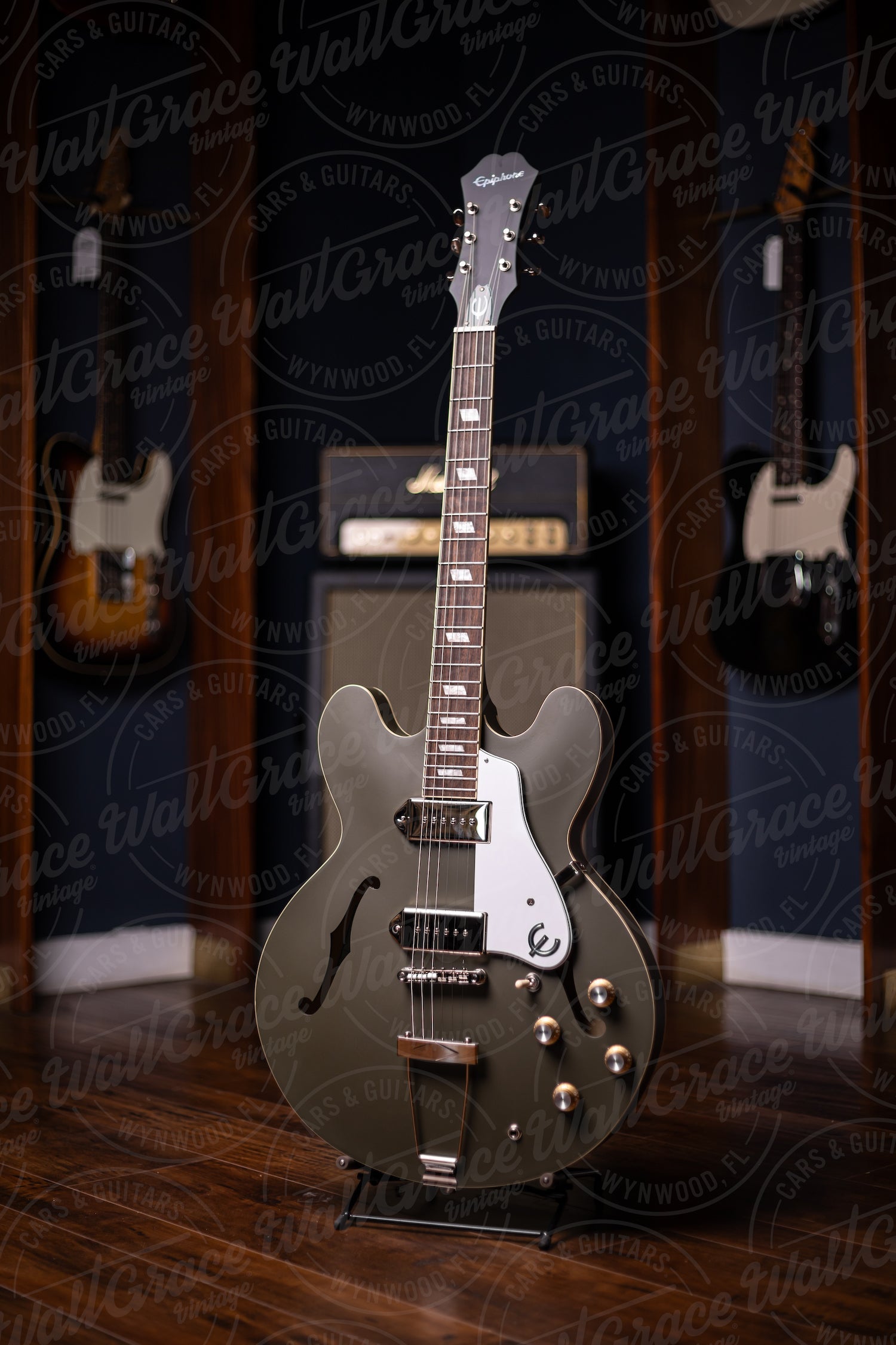 Epiphone Casino Worn Electric Guitar - Worn Olive Drab – Walt  