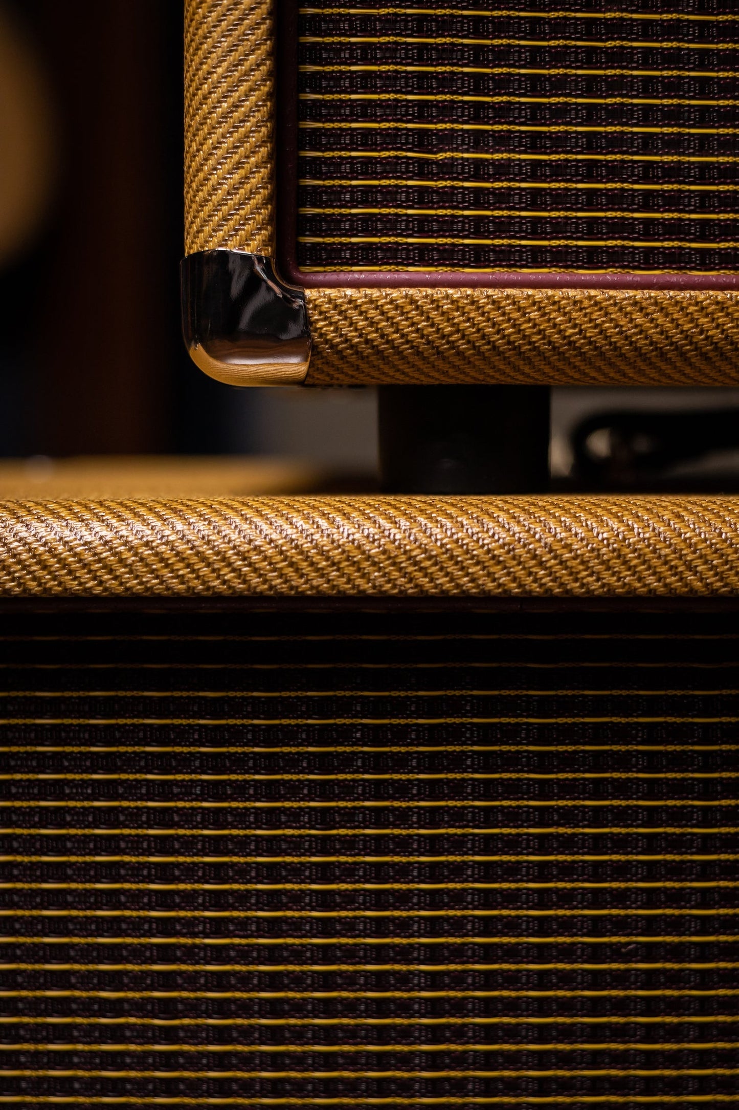 Two-Rock Studio Signature 35 Watt Tube Head and 12-65B 1x12 Extension Cabinet - Lacquered Tweed, Silver Chassis, Fender Style Oxblood Gold Stripe Grill, Black Knobs, Maroon Pipping