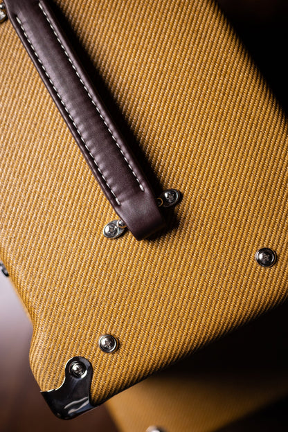 Two-Rock Studio Signature 35 Watt Tube Head and 12-65B 1x12 Extension Cabinet - Lacquered Tweed, Silver Chassis, Fender Style Oxblood Gold Stripe Grill, Black Knobs, Maroon Pipping