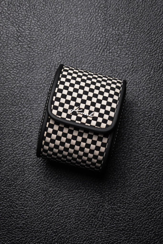 KRUK Woven Black And White Leather Watch Roll