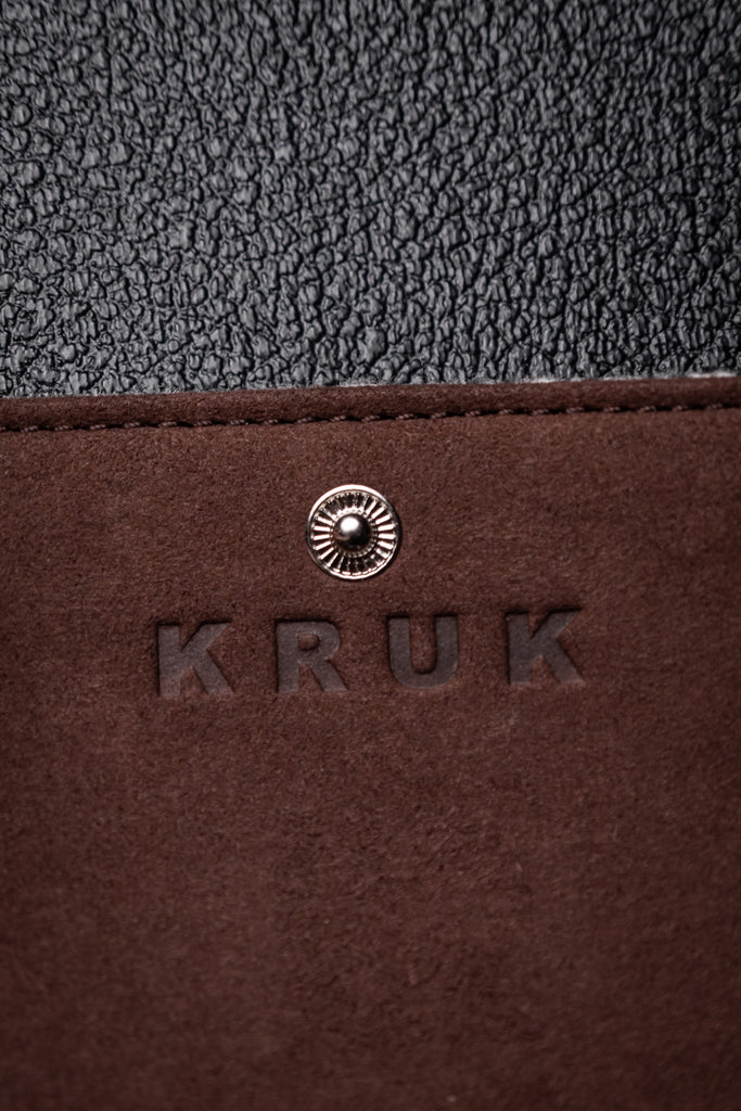 KRUK Black Pepita Double Watch Travel & Storage Case With Chocolate Suede Lining