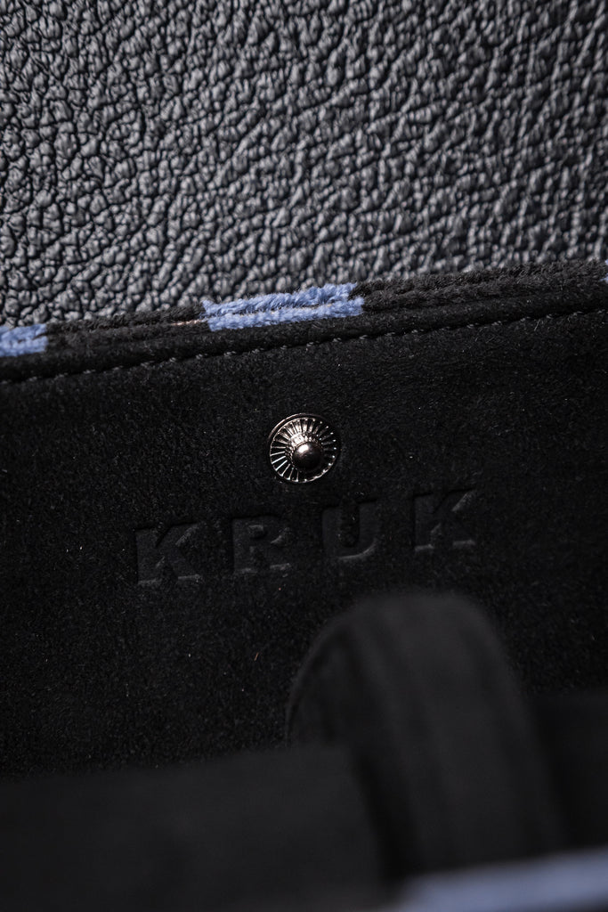 KRUK Black And Blue Double Watch Travel & Storage Case With Chocolate Suede Lining