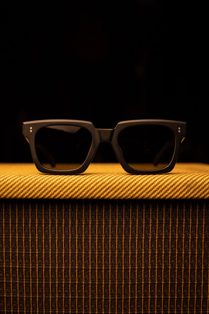 Johann Wolff Sunglasses - Anna in Matte Black w/ Green Polar Lenses