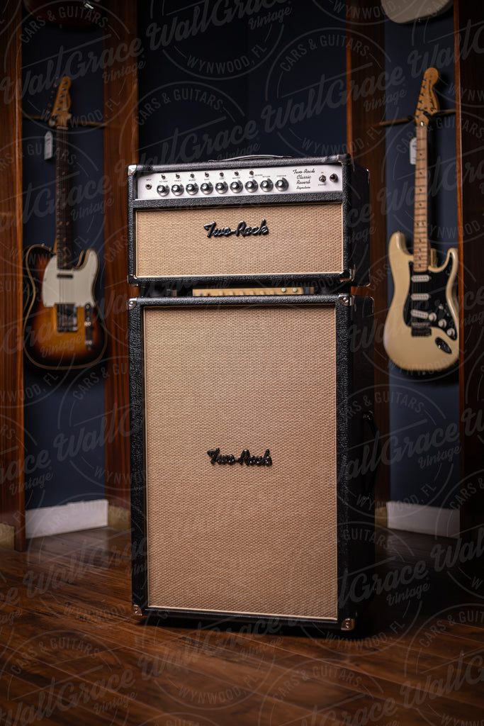 IN STOCK! Two-Rock Classic Reverb 100 Watt Head And 12-65B 2x12 Extension Cabinet - British Style Black, Elephant Tolex, Cane Grill, Silver Knobs