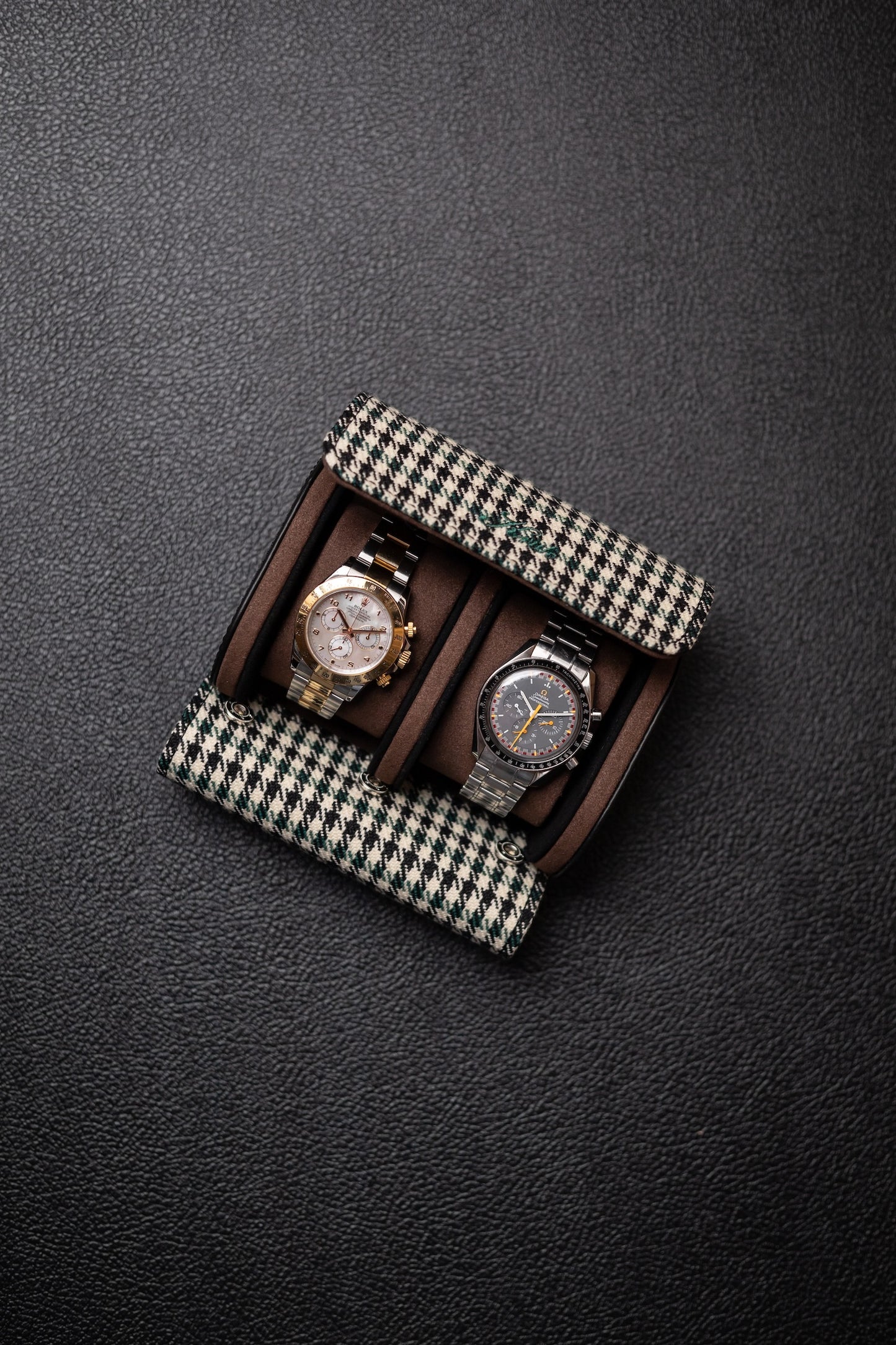 KRUK Green Pepita w/ Chocolate 2- Watch Case