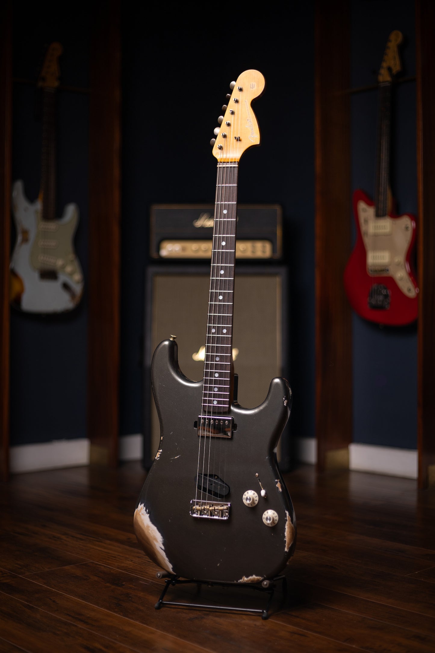 Fender Limited Edition Strat SH Heavy Relic Electric Guitar - Aged Charcoal Frost Metallic