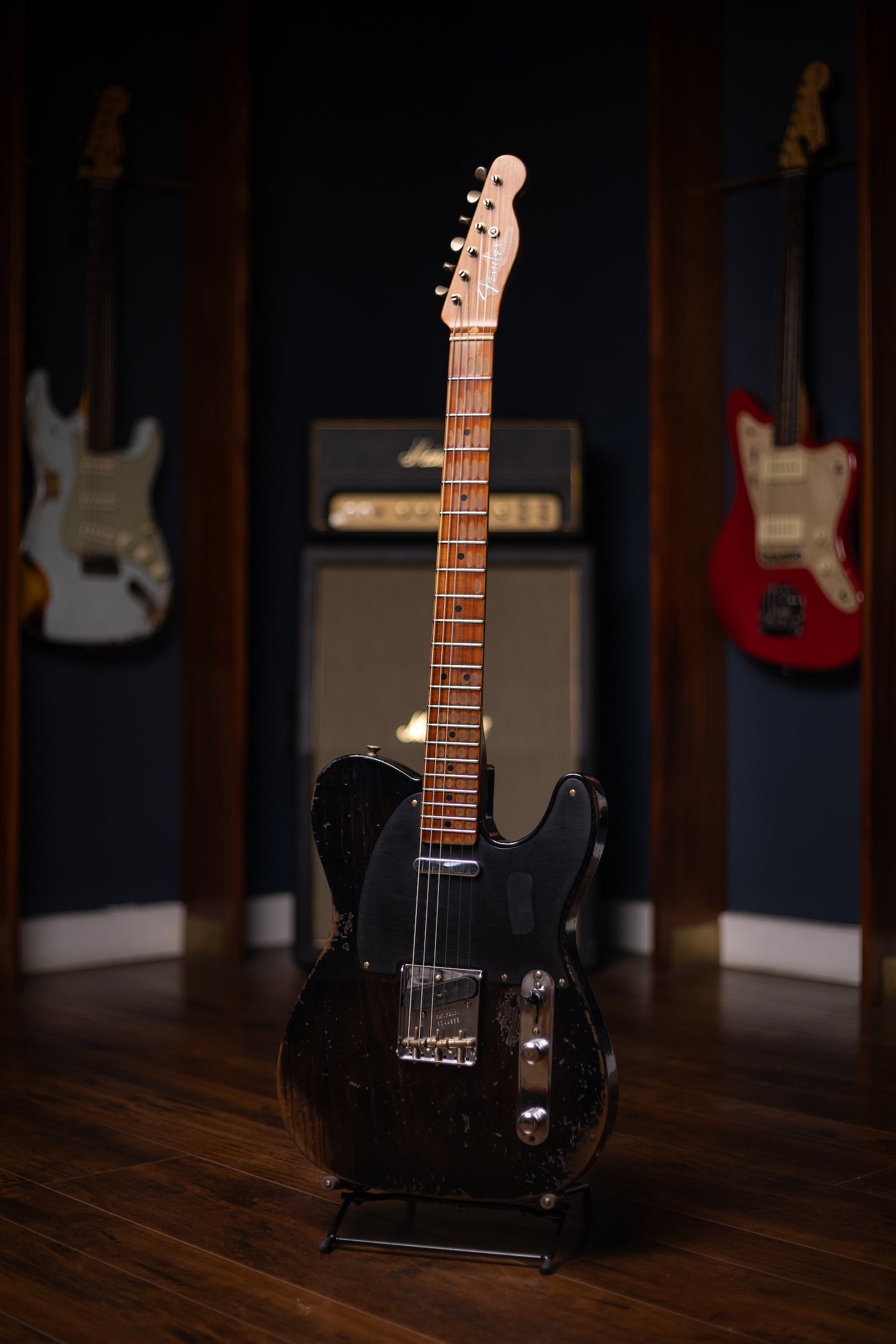 Fender Limited Edition Roasted Reverse '50s Telecaster Heavy Relic, 1-Piece Roasted Quartersawn Maple Neck Electric Guitar - Ebony Transparent