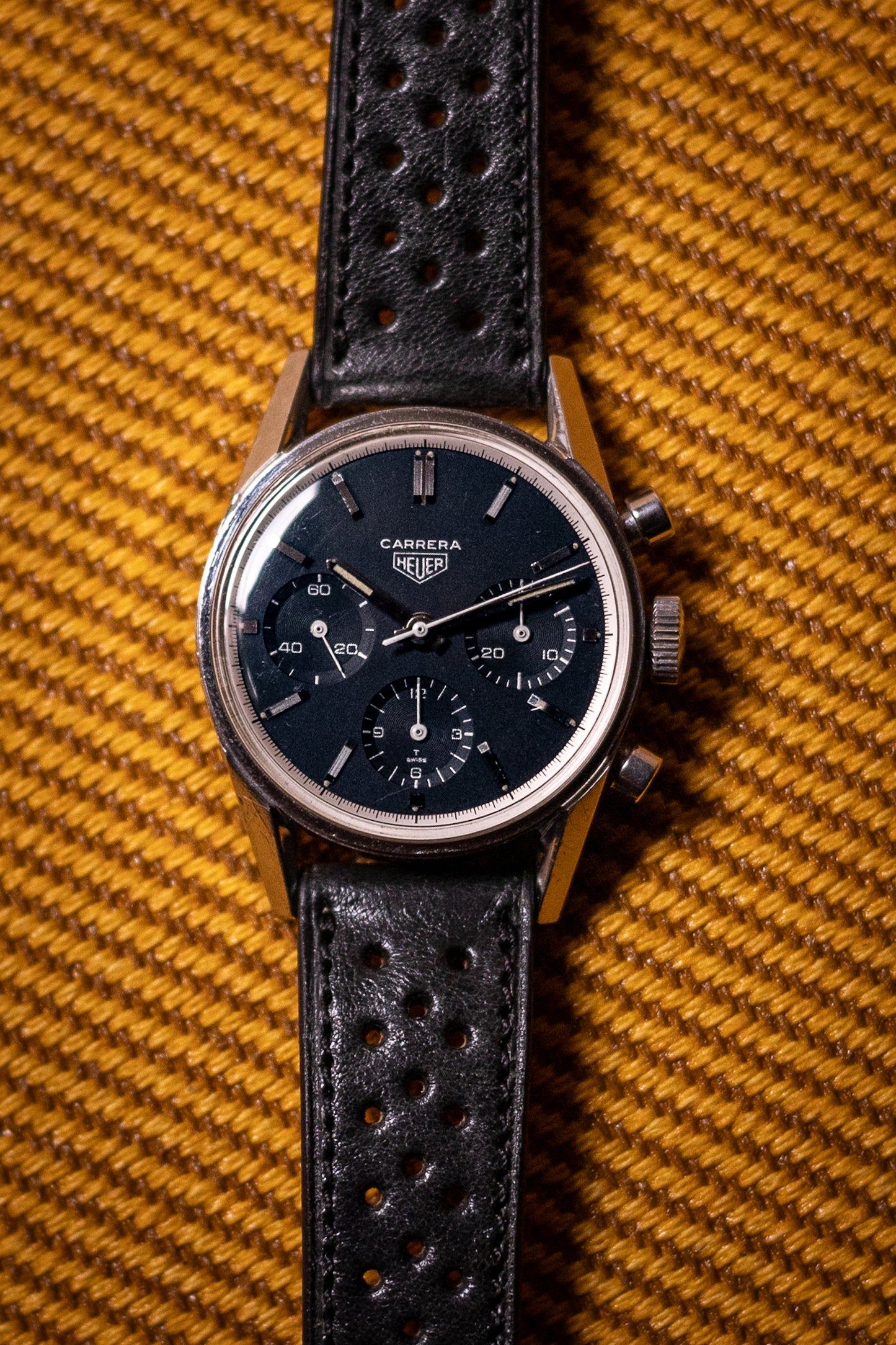 Circa 1960s Heuer Carrera Stainless Steel Wristwatch Ref. 2447N
