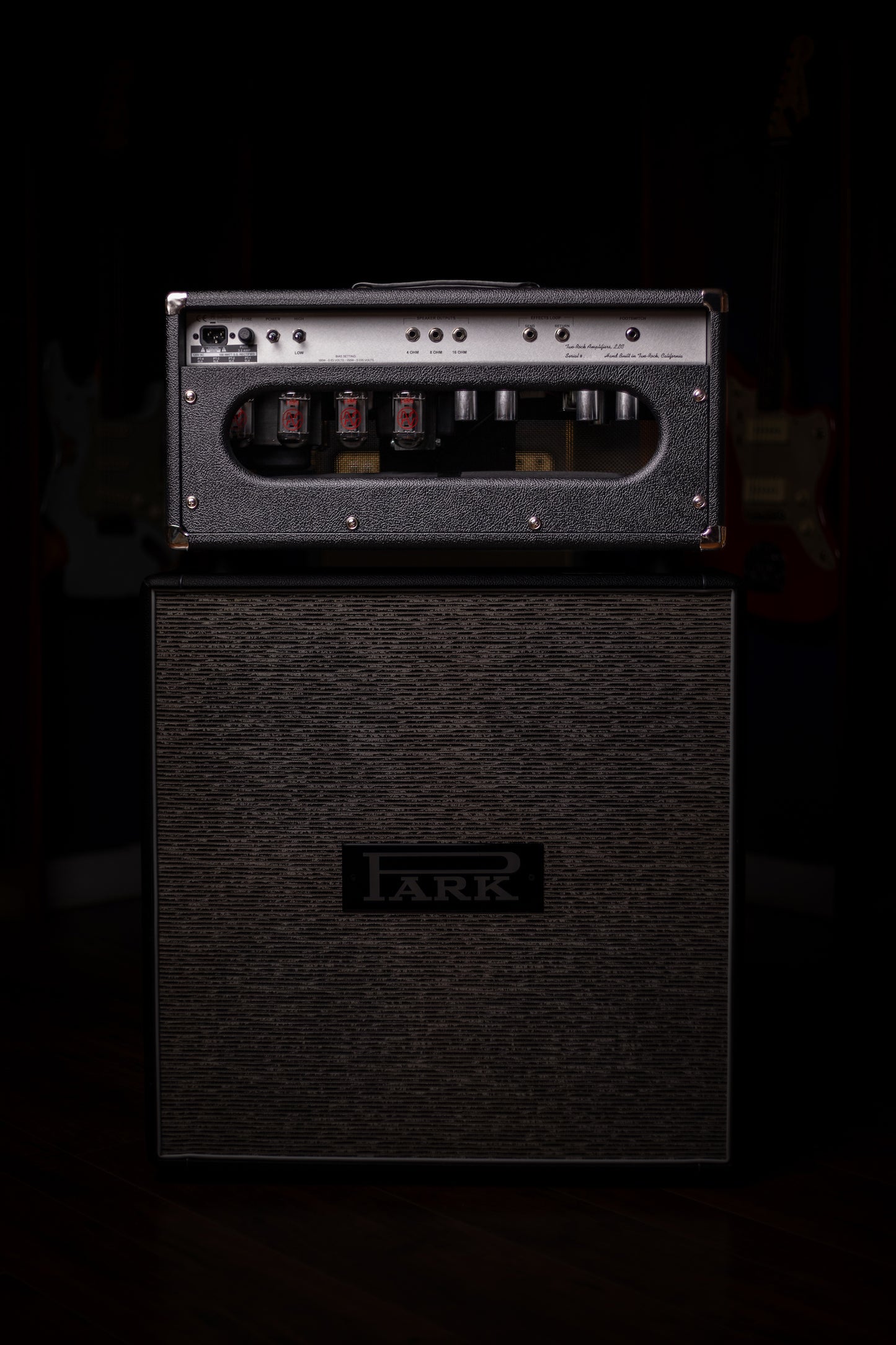 Two-Rock Silver Sterling Signature 100 Watt Head - Black Bronco, Aged British Black and Tan Cloth, White Piping, Silver Knobs