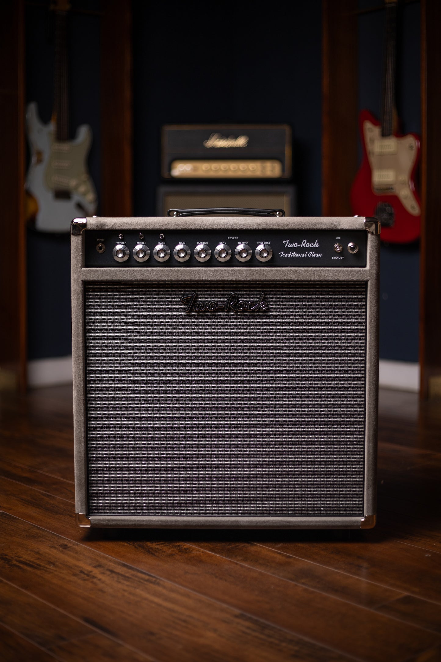 Two-Rock Traditional Clean 100 Watt 1x12” Tube Combo Amp - Dark Grey Suede, Vintage Silver Cloth, Black Piping, Silver Knobs