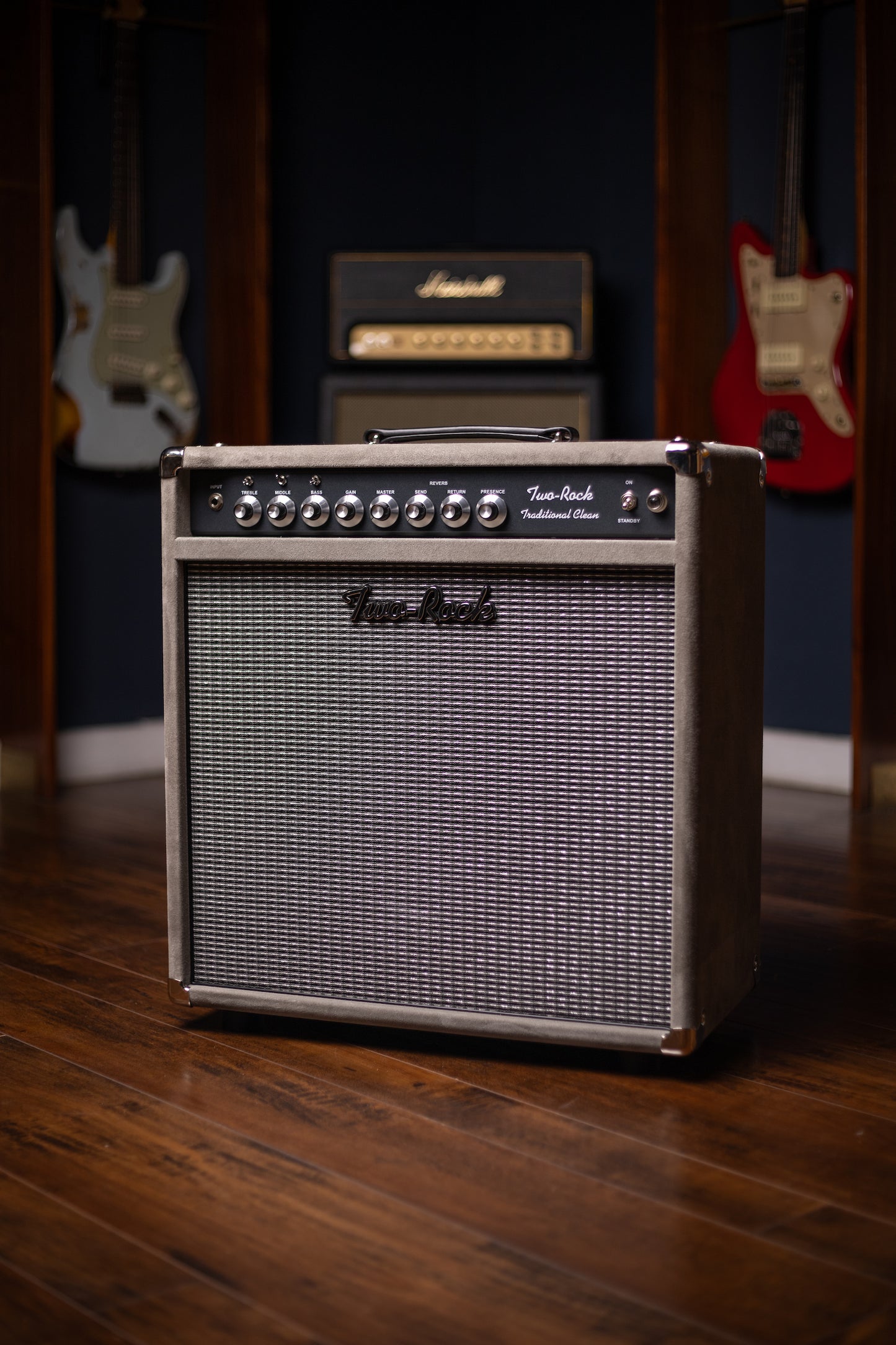 Two-Rock Traditional Clean 100 Watt 1x12” Tube Combo Amp - Dark Grey Suede, Vintage Silver Cloth, Black Piping, Silver Knobs