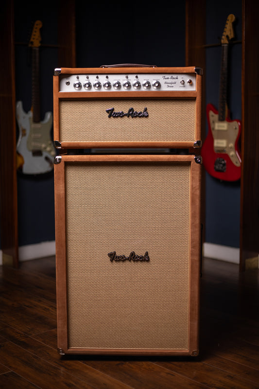 Two-Rock Bloomfield Drive 100/50w Tube Head and Cabinet - Tobacco Suede, Cane Cloth, Silver Anodized, Buckskin Piping, Silver Knobs, TR12 Speakers