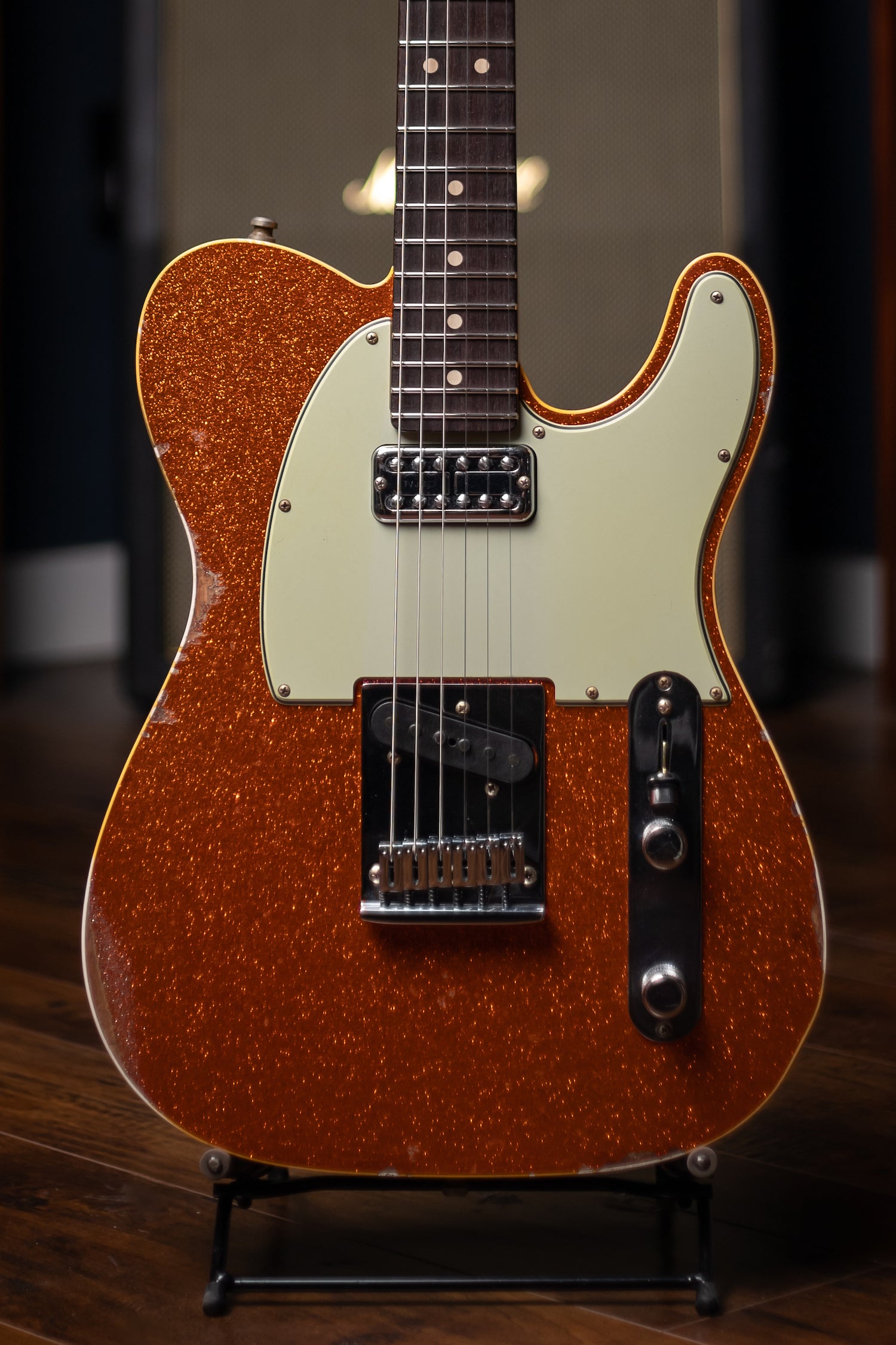 Fender Dual Stack HS Tele Relic Electric Guitar - Orange Sparkle Top with Natural Body
