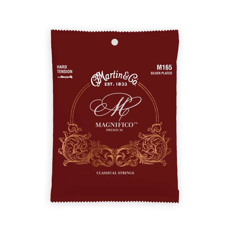 Martin M165 Classical Magnifico Premium Silver-Plated Tie End Guitar Strings - Hard Tension