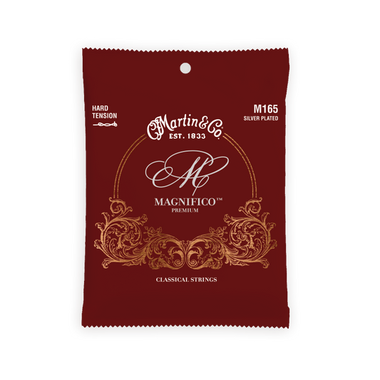 Martin M165 Classical Magnifico Premium Silver-Plated Tie End Guitar Strings - Hard Tension