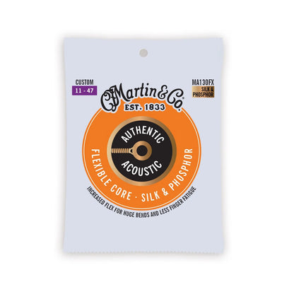 Martin MA130FX Authentic Acoustic Flexible Core Guitar Strings Silk & Phosphor - Custom Light 11s