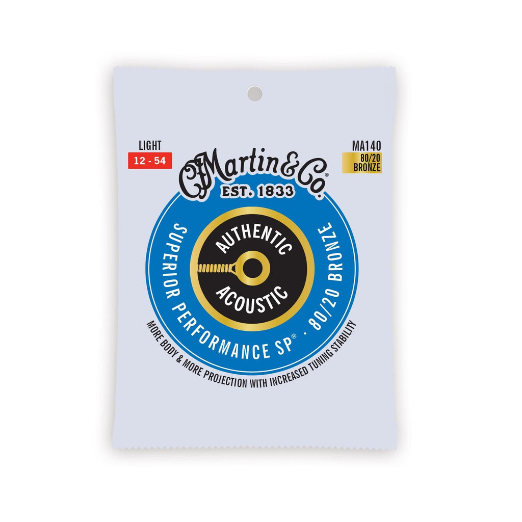 Martin MA140 Authentic Acoustic Superior Performance Guitar Strings - 80/20 Light 12's